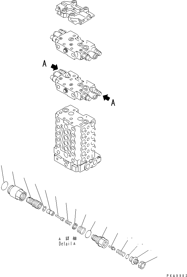 Komatsu parts book diagram for PC120-6H S/N 45001-UP: MAIN VALVE (2-ACTUATOR) (10/12)(#50201-53010)