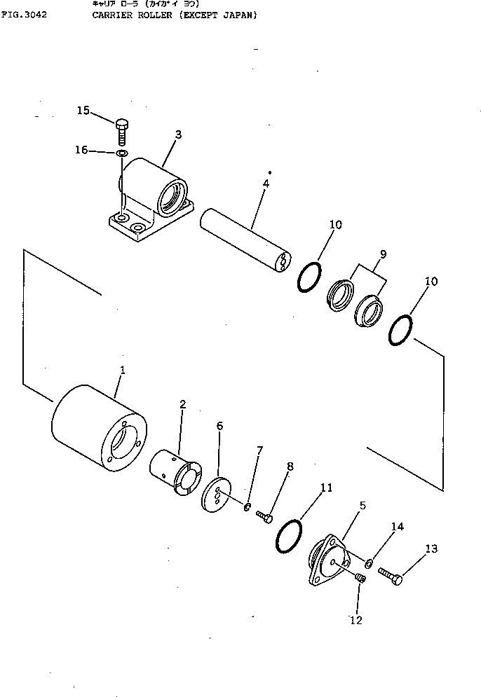 Excavators Komatsu / PC120-3 S/N 18001-UP (For U.S.A.)(pc120-bc) / CARRIER ROLLER (EXCEPT JAPAN)(090060 : 3042)