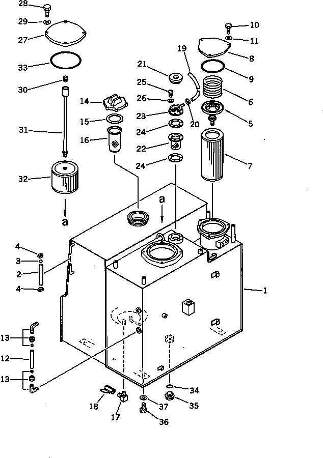 Excavators Komatsu / PC120-3 S/N 18001-UP (For U.S.A.)(pc120-bc) / HYDRAULIC OIL AND FUEL TANK(#21100-)(180170 : 6101A)