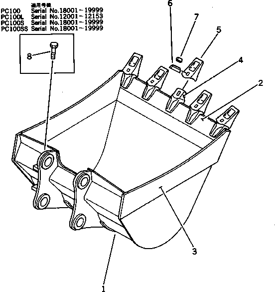 Excavators Komatsu / PC120-3 S/N 18001-UP (For U.S.A.)(pc120-bc) / LIGHT WORK BUCKET ? 0.55M3 ? WIDTH 1000MM(210090 : 7101)