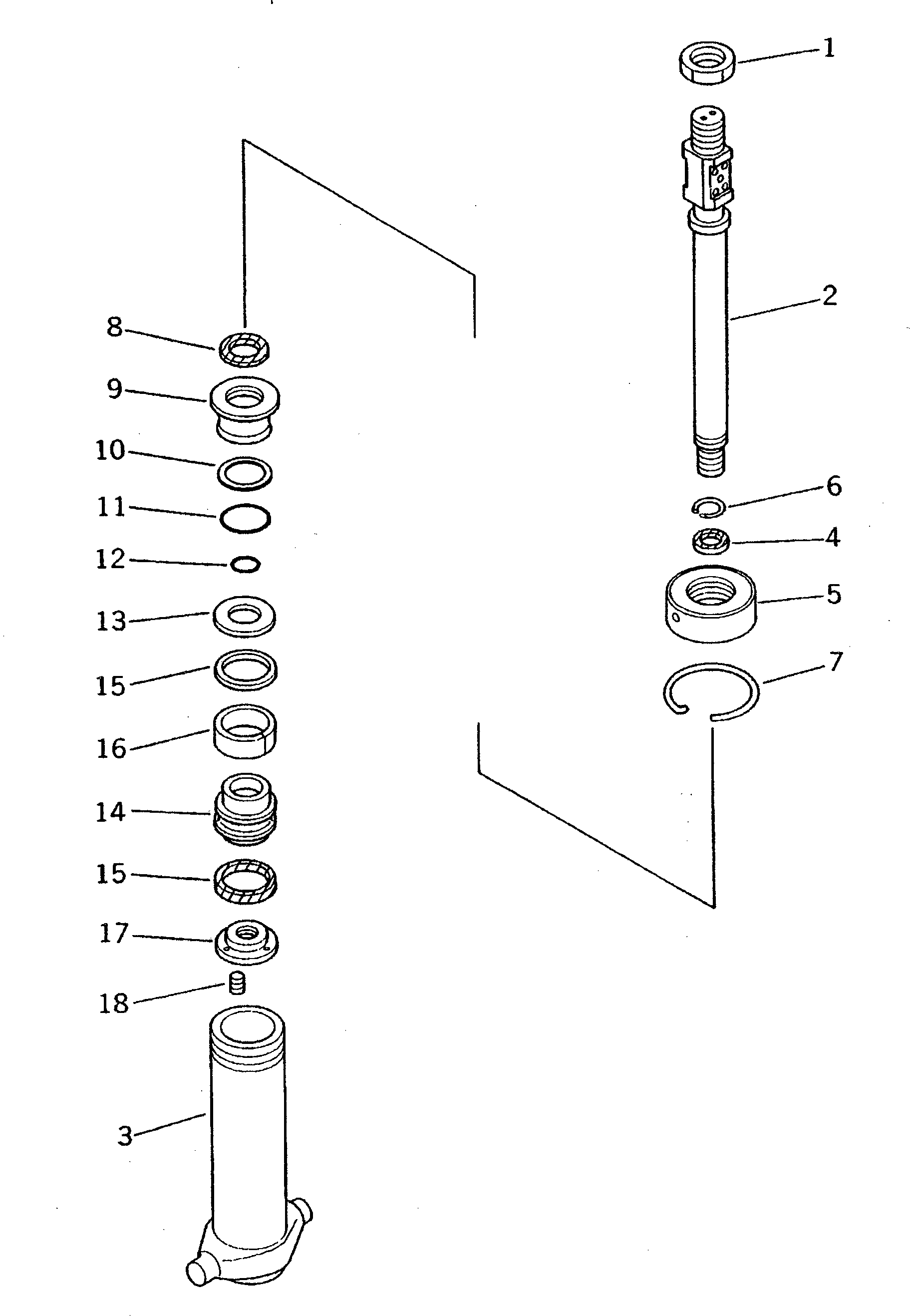 Excavators Komatsu / PC120-3 S/N 18001-UP (For U.S.A.)(pc120-bc) / CLAMSHELL CYLINDER(210180 : 7183)