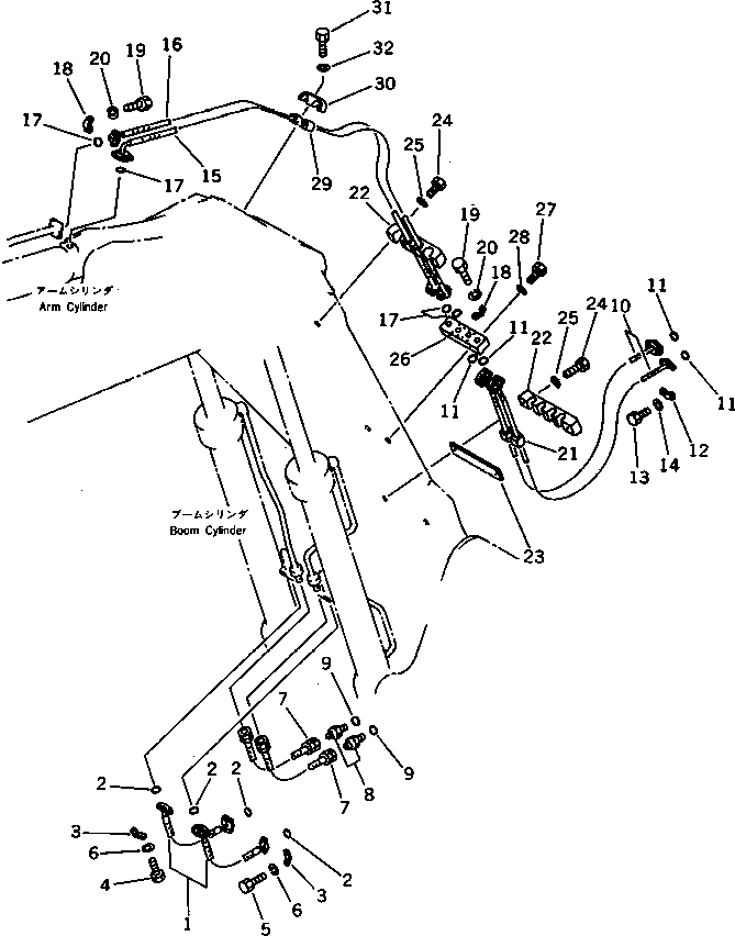 Excavators Komatsu / PC120-3 S/N 18001-UP (For U.S.A.)(pc120-bc) / HYDRAULIC PIPING (1/2) (FOR 2-PIECE BOOM)(210270 : 7335)