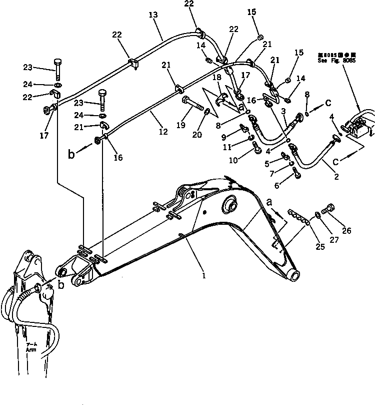 Excavators Komatsu / PC120-3 S/N 18001-UP (For U.S.A.)(pc120-bc) / ADDITIONAL HYDRAULIC CIRCUIT (1/2) (ATTACHMENT SIDE)(240110 : 8081)