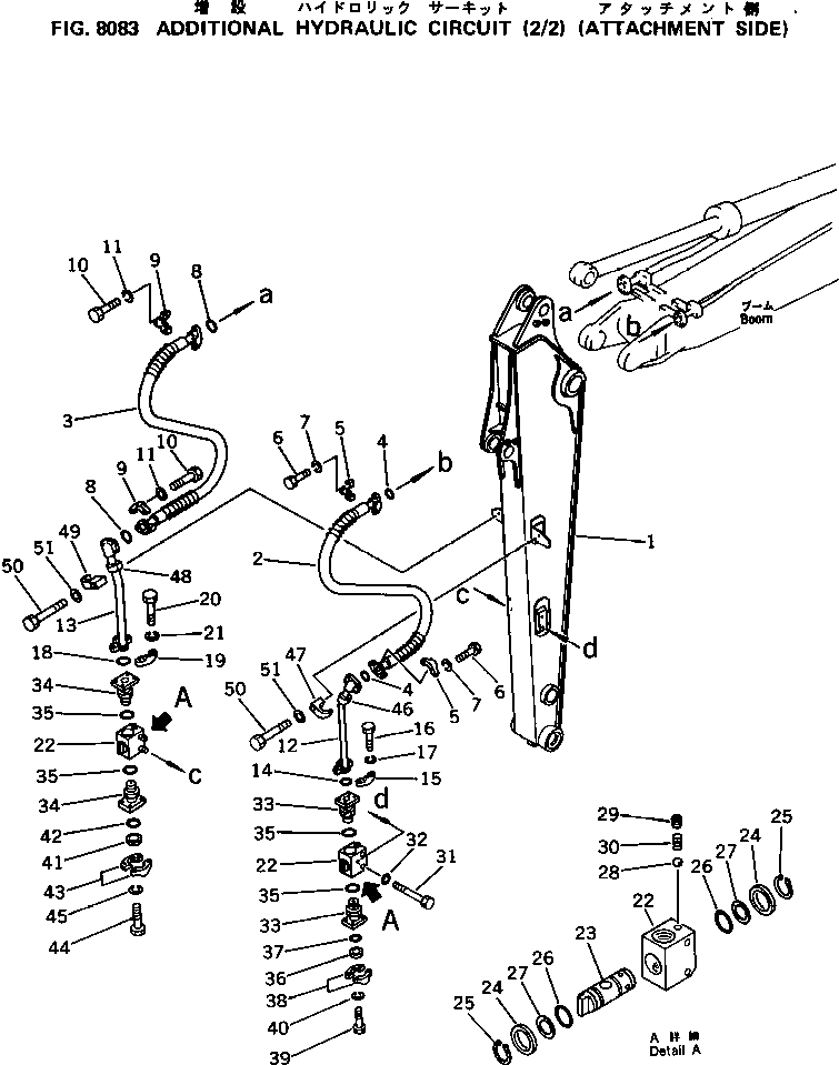 Excavators Komatsu / PC120-3 S/N 18001-UP (For U.S.A.)(pc120-bc) / ADDITIONAL HYDRAULIC CIRCUIT (2/2) (ATTACHMENT SIDE)(240120 : 8083)