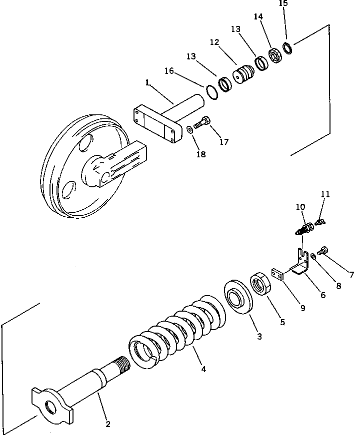 Komatsu parts book diagram for PC120S-3 S/N 18001-UP: RECOIL SPRING(#21100-)