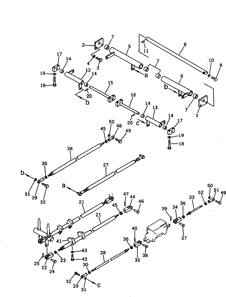 Komatsu parts book diagram for PC120S-3 S/N 18001-UP: VALVE CONTROL LINKAGE (1/3) (FOR LONG LEVER CONTROL)(#..-21099)