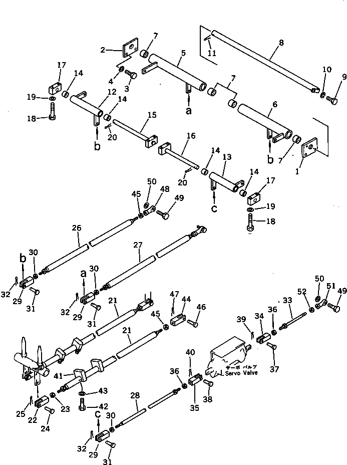 Komatsu parts book diagram for PC120S-3 S/N 18001-UP: VALVE CONTROL LINKAGE (1/3) (FOR LONG LEVER CONTROL)(#21100-)
