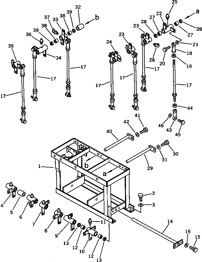 Komatsu parts book diagram for PC120S-3 S/N 18001-UP: VALVE CONTROL LINKAGE (2/3) (FOR LONG LEVER CONTROL)(#18001-..)