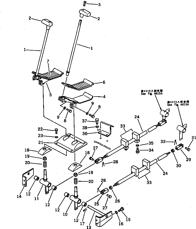 Komatsu parts book diagram for PC120S-3 S/N 18001-UP: TRAVEL CONTROL (FOR WRIST CONTROL) (WITH AUTO DECELERATION)(#..-)
