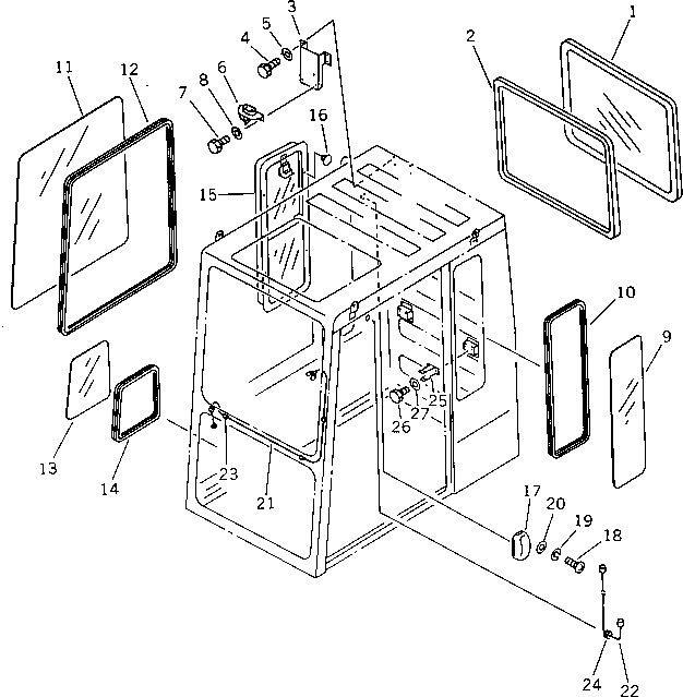Komatsu parts book diagram for PC120S-3 S/N 18001-UP: OPERATOR'S CAB (4/6) (FOR JAPAN)(#22803-)
