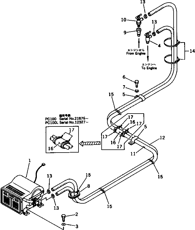 Komatsu parts book diagram for PC120S-3 S/N 18001-UP: CAR HEATER (FOR WRIST CONTROL)