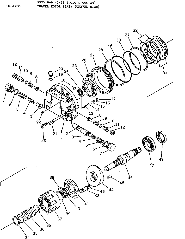 Komatsu parts book diagram for PC120S-3 S/N 18001-UP: TRAVEL MOTOR (2/2) (TRAVEL HIGH)