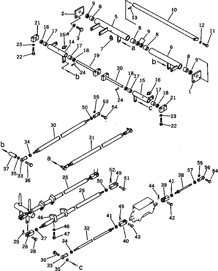 Komatsu parts book diagram for PC120S-3 S/N 18001-UP: SPECIAL WORK EQUIPMENT VALVE CONTROL LINKAGE (1/3) (FOR LONG     LEVER CONTROL)(#18001-19833)