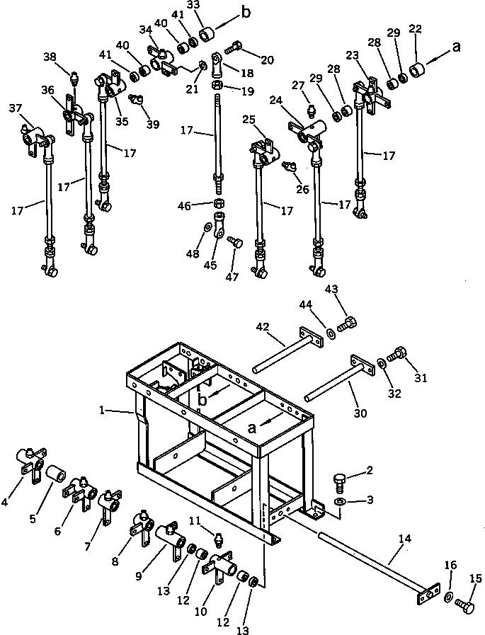 Komatsu parts book diagram for PC120S-3 S/N 18001-UP: SPECIAL WORK EQUIPMENT VALVE CONTROL LINKAGE (2/3) (FOR LONG     LEVER CONTROL)(#18001-19833)