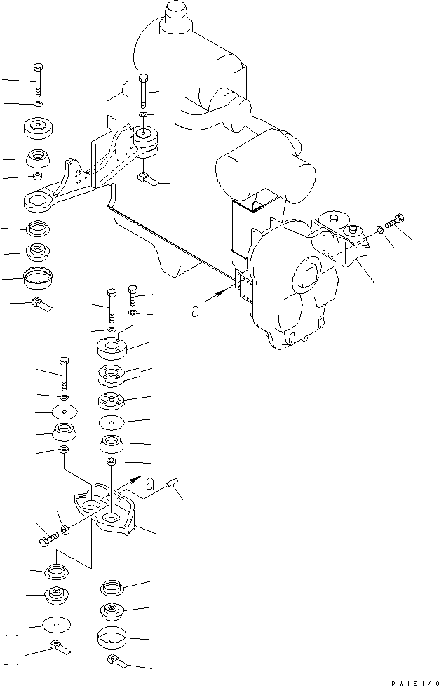 Excavators Komatsu / PC1250-7 S/N 20001-UP (Overseas Version)(pc1250-c) / ENGINE MOUNT(030010 : B0100-01A0)