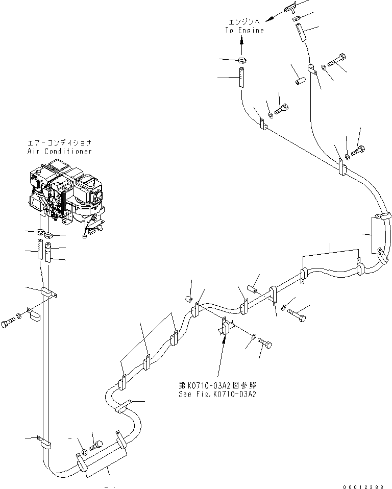 Excavators Komatsu / PC1250-7 S/N 20001-UP (Overseas Version)(pc1250-c) / AIR CONDITIONER (HEATER HOSE) (FOR HIGH CAB)(240500 : K0710-04A2)