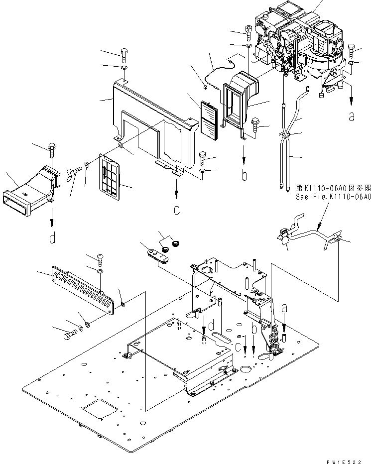 Excavators Komatsu / PC1250-7 S/N 20001-UP (Overseas Version)(pc1250-c) / FLOOR FRAME (AIR CONDITIONER AND FOOT COVER)(240960 : K1110-15A0)