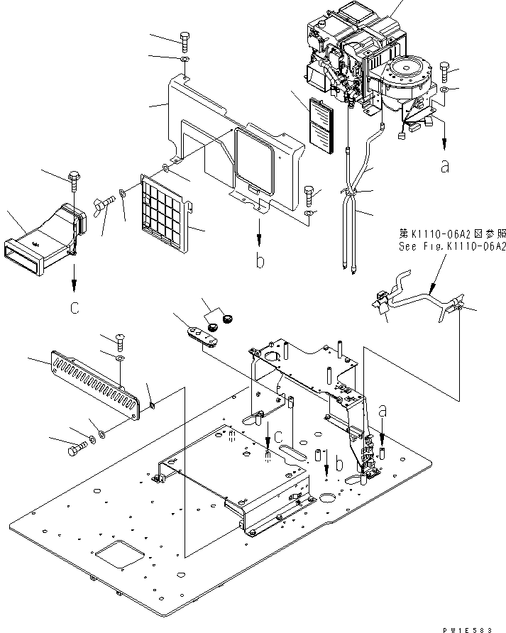 Excavators Komatsu / PC1250-7 S/N 20001-UP (Overseas Version)(pc1250-c) / FLOOR FRAME (AIR CONDITIONER AND FOOT COVER) (BIG WIND AIR CONDITIONER)(240970 : K1110-15A2)