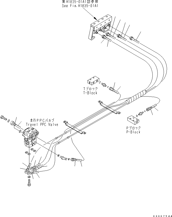 Excavators Komatsu / PC1250-7 S/N 20001-UP (Overseas Version)(pc1250-c) / FLOOR FRAME (PPC HOSE) (1/2) (FOR HIGH CAB) (FOR LOADER)(241000 : K1110-16B0)