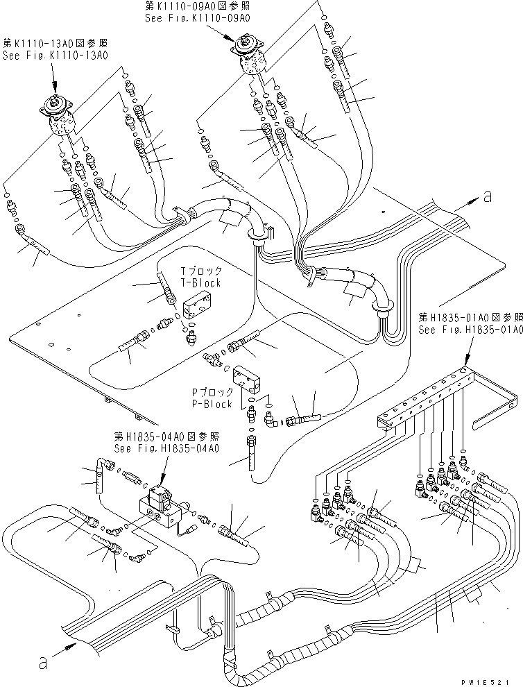 Excavators Komatsu / PC1250-7 S/N 20001-UP (Overseas Version)(pc1250-c) / FLOOR FRAME (PPC HOSE) (2/2)(241010 : K1110-17A0)