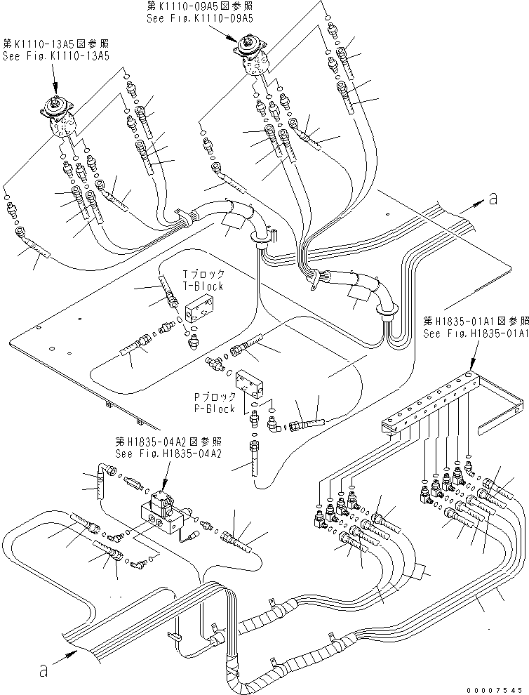 Excavators Komatsu / PC1250-7 S/N 20001-UP (Overseas Version)(pc1250-c) / FLOOR FRAME (PPC HOSE) (2/2) (FOR HIGH CAB) (FOR LOADER)(241020 : K1110-17B0)