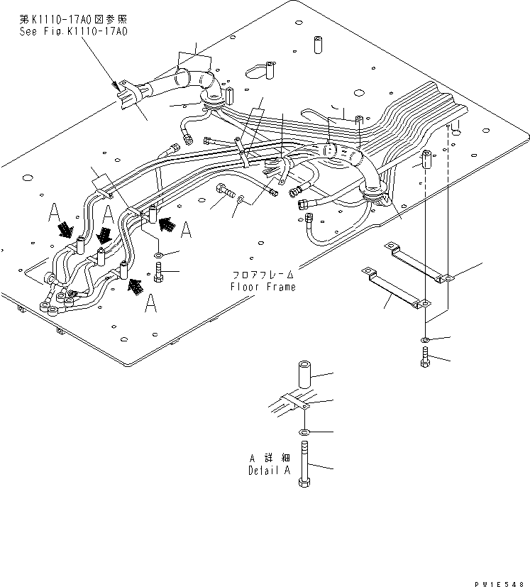Excavators Komatsu / PC1250-7 S/N 20001-UP (Overseas Version)(pc1250-c) / FLOOR FRAME (PPC CLAMP)(241030 : K1110-18A0)