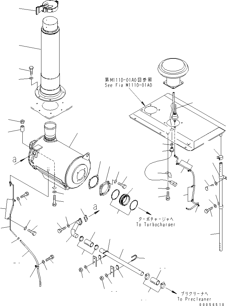 Komatsu parts book diagram for PC1250SP-8 S/N 30001-30157 (ecot3, For SP): EXHAUST(#30005-)