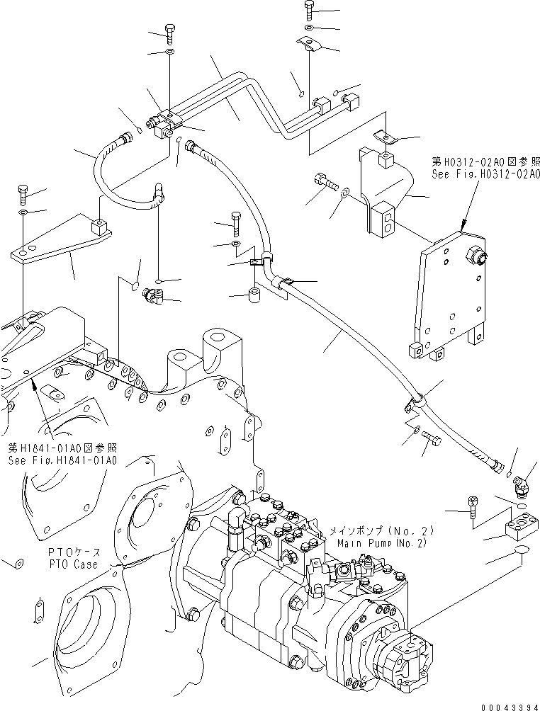 Komatsu parts book diagram for PC1250SP-8 S/N 30001-30157 (ecot3, For SP): POWER TAKE OFF (P.T.O. PIPING) (DERIVERY LINES)(#30001-)