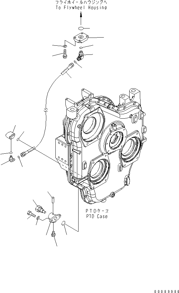 Komatsu parts book diagram for PC1250SP-8 S/N 30001-30157 (ecot3, For SP): POWER TAKE OFF (P.T.O. PIPING) (FLYWHEEL PIPING)(#30157-)