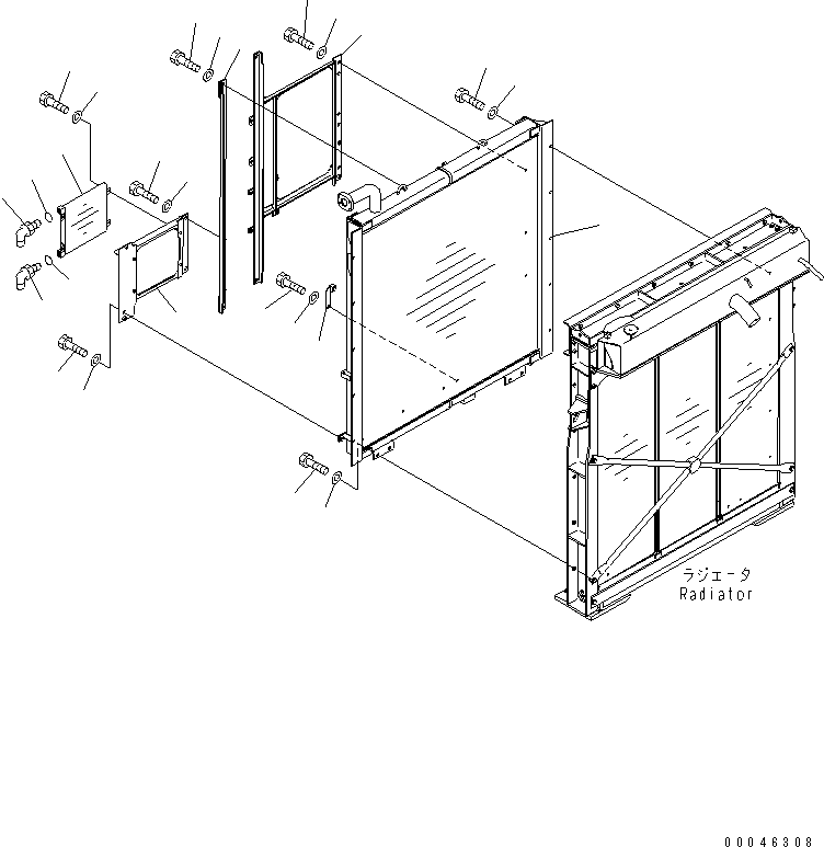 Komatsu parts book diagram for PC1250SP-8 S/N 30001-30157 (ecot3, For SP): COOLING (OIL COOLER)(#30001-30004)