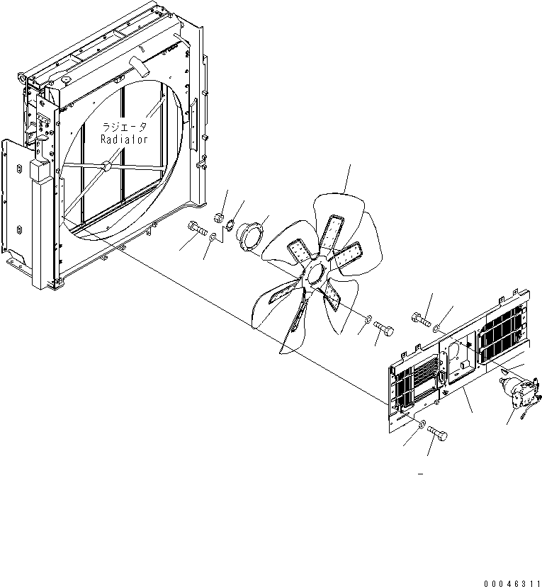 Komatsu parts book diagram for PC1250SP-8 S/N 30001-30157 (ecot3, For SP): COOLING (FAN MOUNT) (FAN AND MOTOR)(#30001-)
