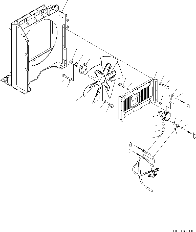 Komatsu parts book diagram for PC1250SP-8 S/N 30001-30157 (ecot3, For SP): COOLING (AFTER COOLER) (SHROUD AND FAN MOUNT)(#30001-)