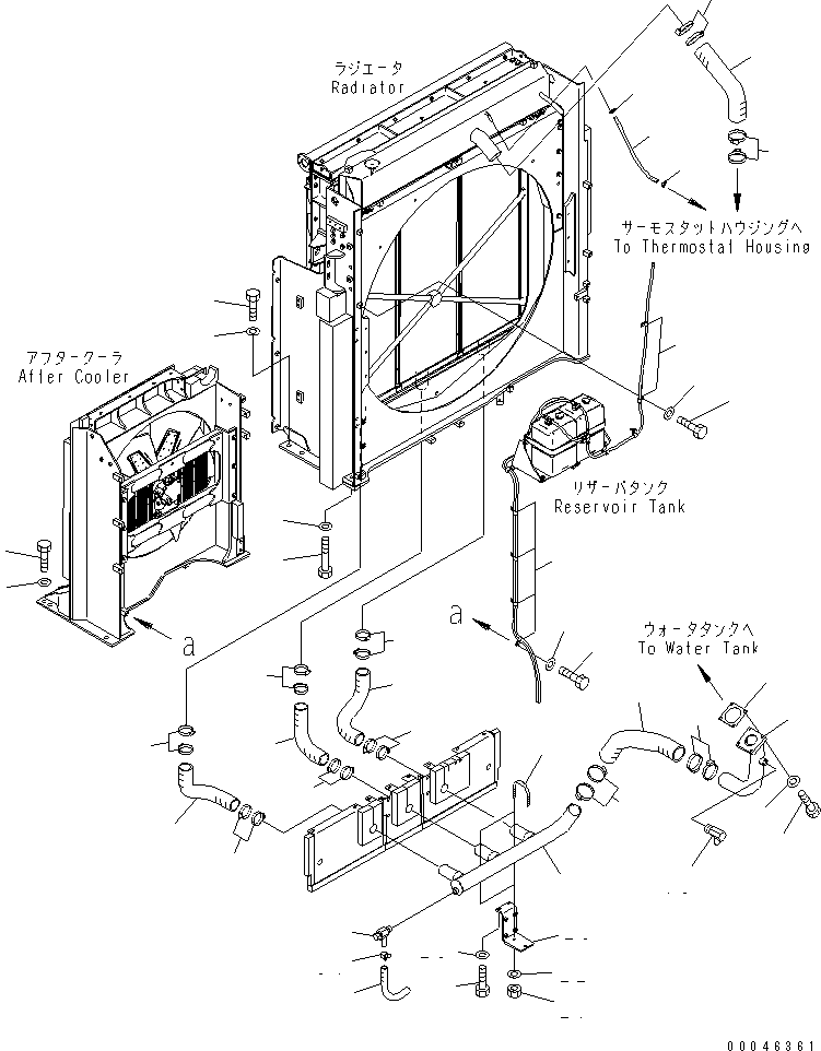 Komatsu parts book diagram for PC1250SP-8 S/N 30001-30157 (ecot3, For SP): COOLING (MOUNT AND TANK PIPING)(#30001-)