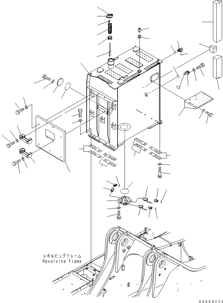 Komatsu parts book diagram for PC1250SP-8 S/N 30001-30157 (ecot3, For SP): FUEL TANK (WITH QUICK CHARGE)(#30001-)