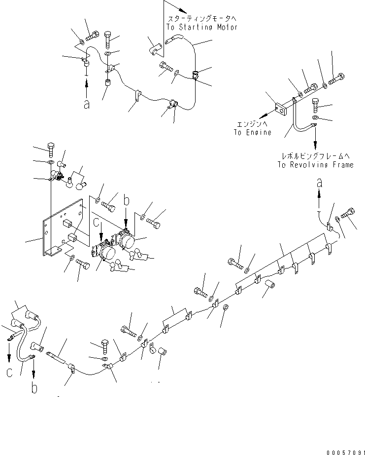 Komatsu parts book diagram for PC1250SP-8 S/N 30001-30157 (ecot3, For SP): WIRING (STARTING HARNESS)(#30022-)