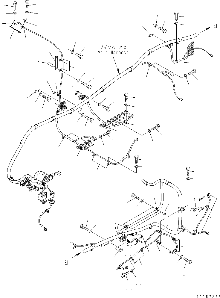 Komatsu parts book diagram for PC1250SP-8 S/N 30001-30157 (ecot3, For SP): WIRING (MAIN HARNESS) (CLIP) (LEFT DECK)(#30002-)