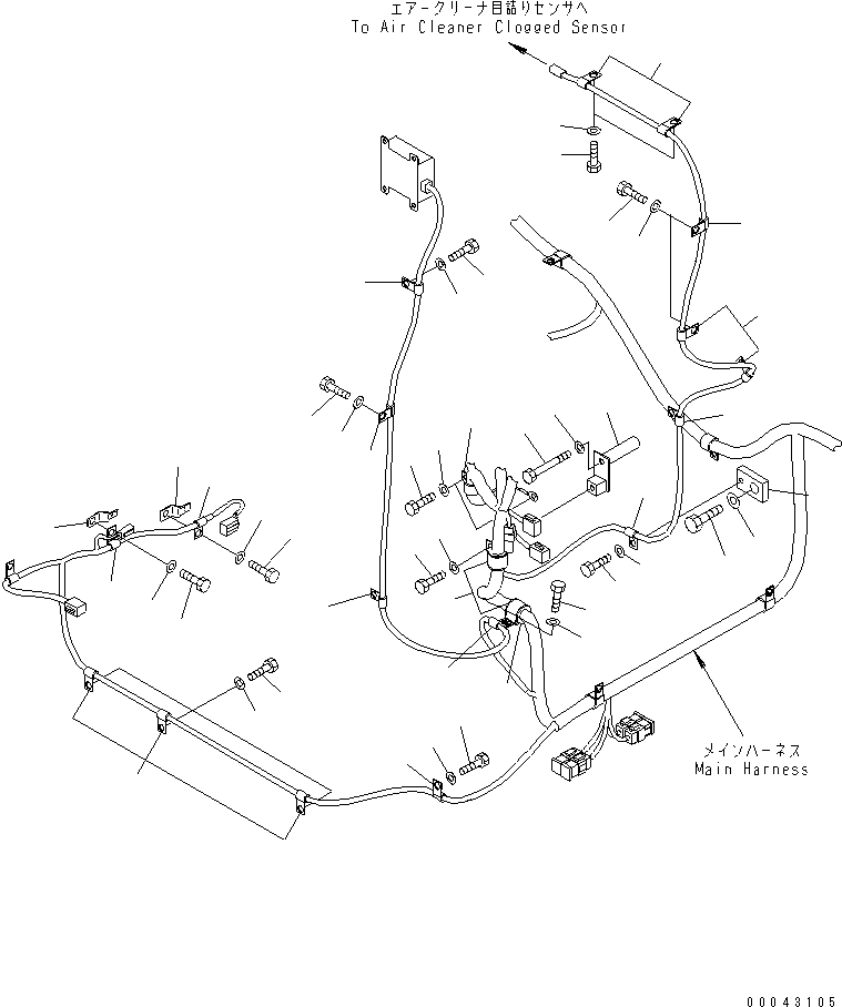 Komatsu parts book diagram for PC1250SP-8 S/N 30001-30157 (ecot3, For SP): WIRING (MAIN HARNESS) (CLIP) (REAR DECK)(#30001-30001)