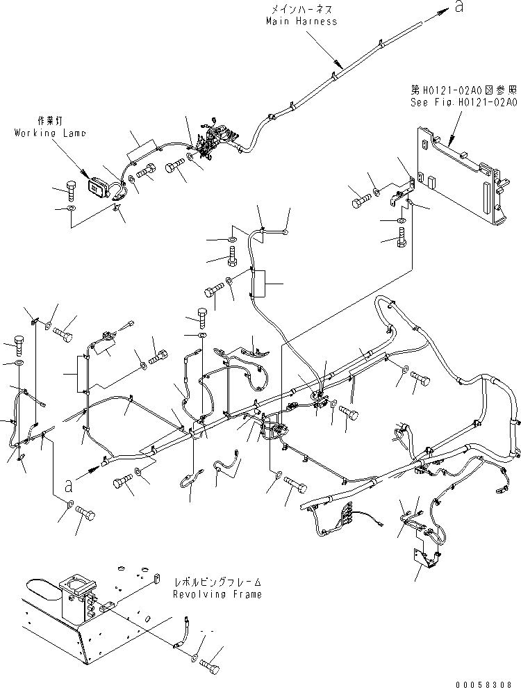 Komatsu parts book diagram for PC1250SP-8 S/N 30001-30157 (ecot3, For SP): WIRING (MAIN HARNESS) (CLIP) (RIGHT DECK)(#30019-)