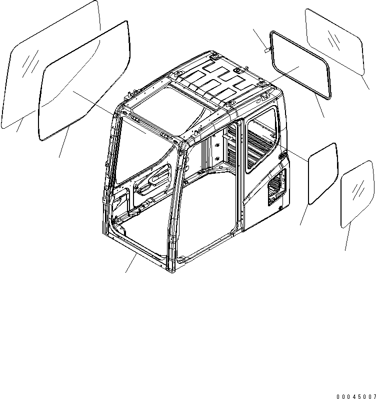 Komatsu parts book diagram for PC1250SP-8 S/N 30001-30157 (ecot3, For SP): OPERATOR'S CAB (CAB) (PULL UP WINDOW)(#30001-)