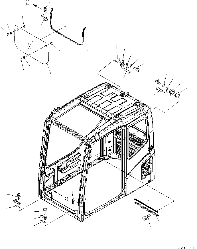 Komatsu parts book diagram for PC1250SP-8 S/N 30001-30157 (ecot3, For SP): OPERATOR'S CAB (FRONT LOWER WINDOW) (PULL UP WINDOW)(#30001-)