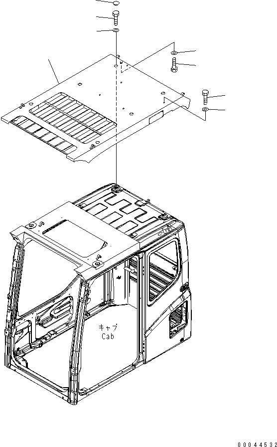 Komatsu parts book diagram for PC1250SP-8 S/N 30001-30157 (ecot3, For SP): TOP GUARD (LEVEL2)(#30001-)