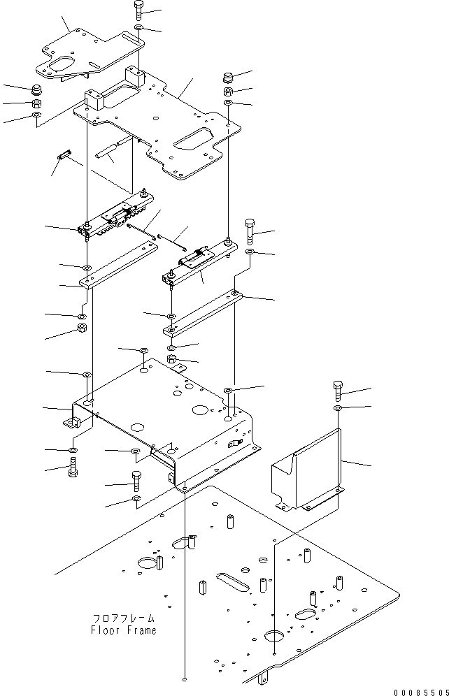 Komatsu parts book diagram for PC1250SP-8 S/N 30001-30157 (ecot3, For SP): FLOOR FRAME (BASE)(#30108-)