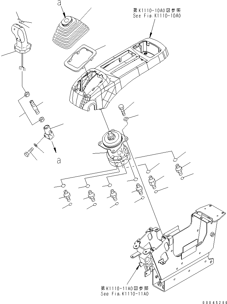 Komatsu parts book diagram for PC1250SP-8 S/N 30001-30157 (ecot3, For SP): FLOOR FRANE (LEVER AND VALVE) (L.H.) (FOR EU)(#30001-)