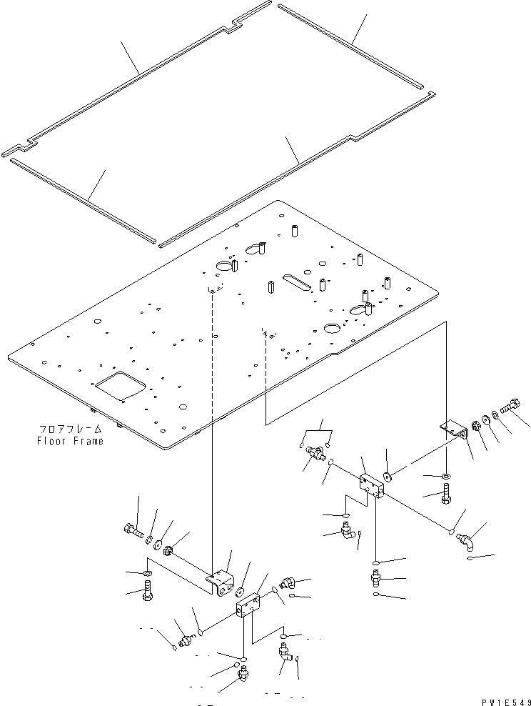 Komatsu parts book diagram for PC1250SP-8 S/N 30001-30157 (ecot3, For SP): FLOOR FRAME (P ?T BLOCK AND SEAL)(#30001-)