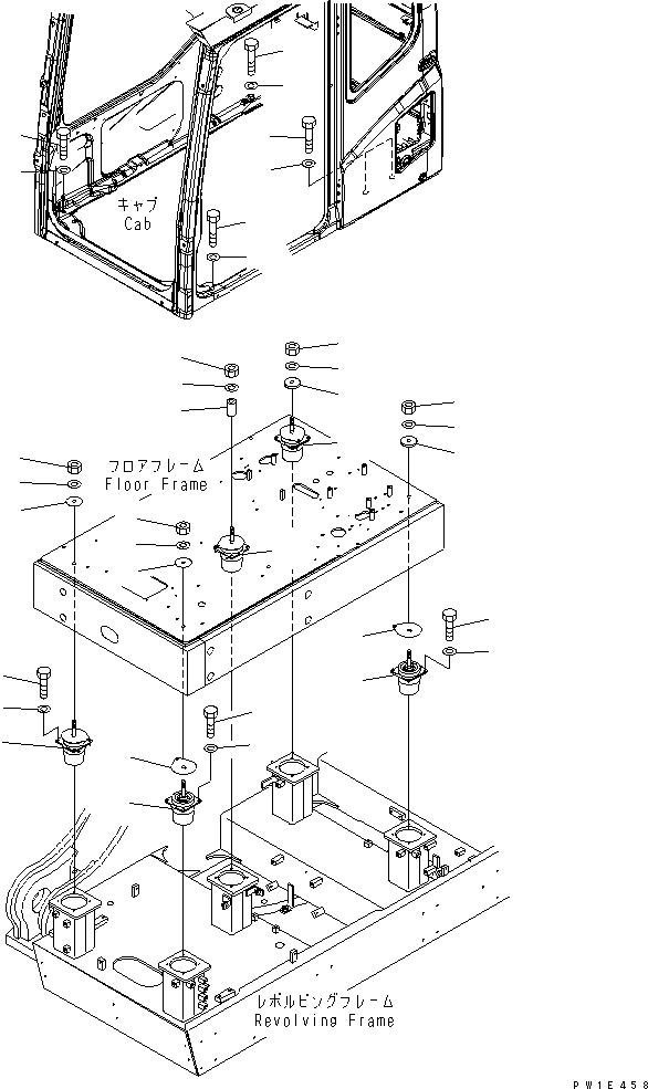 Komatsu parts book diagram for PC1250SP-8 S/N 30001-30157 (ecot3, For SP): FLOOR MOUNT(#30001-)