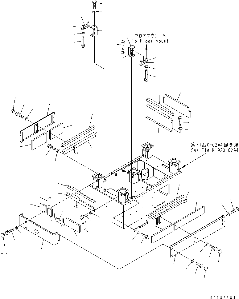 Komatsu parts book diagram for PC1250SP-8 S/N 30001-30157 (ecot3, For SP): CAB COVER (FOR 600MM HIGH CAB AND LOW WIPER)(#30068-)