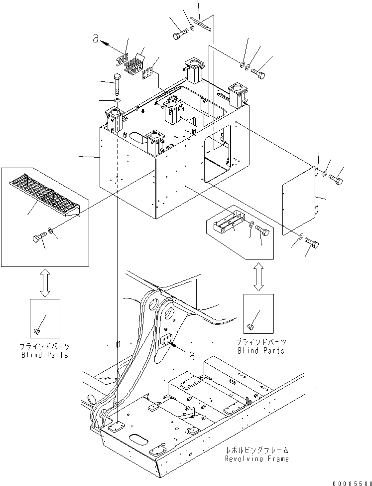 Komatsu parts book diagram for PC1250SP-8 S/N 30001-30157 (ecot3, For SP): CAB COVER (CAB MOUNT) (FOR 1000MM HIGH CAB)(#30001-)