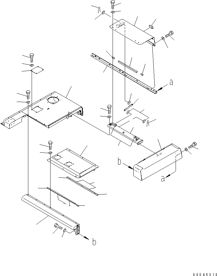 Komatsu parts book diagram for PC1250SP-8 S/N 30001-30157 (ecot3, For SP): HOOD (1/2)(#30001-)
