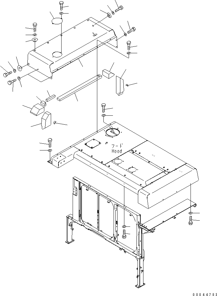 Komatsu parts book diagram for PC1250SP-8 S/N 30001-30157 (ecot3, For SP): HOOD (2/2)(#30001-)