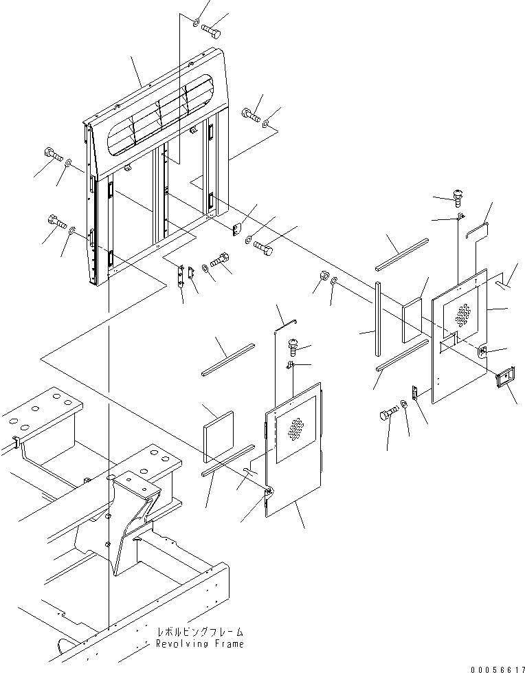 Komatsu parts book diagram for PC1250SP-8 S/N 30001-30157 (ecot3, For SP): LEFT SIDE COVER (REAR SIDE) (PERFORATE)(#30001-)